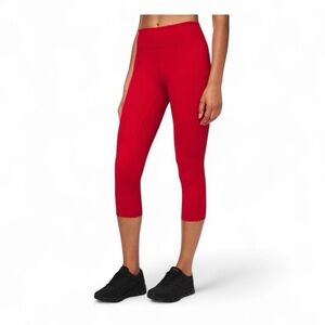 Lululemon Crop Leggings Red Fast & Free Compression Pockets Women’s 4 Run Gym